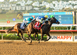 Prince of Monaco winning the Del Mar Futurity (G1) at Del Mar (Photo by Benoit Photo)