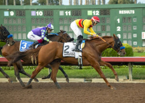 Wynstock wins over Stronghold to win the the Los Alamitos Futurity (G2), Saturday at Los Alamitos Race Course